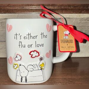 Cute 🥰 Rae Dunn x Peanuts Snoopy & Woodstock Valentine's Day Mug 💕 Double Sided